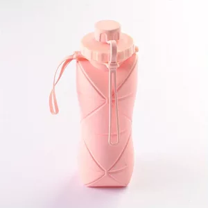Hopfällbar vattenflaska i silikon - Rosa